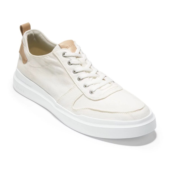 Cole Haan Men's Grand360 Rally Court Canvas Sneakers Size 12 Cream - Picture 1 of 9